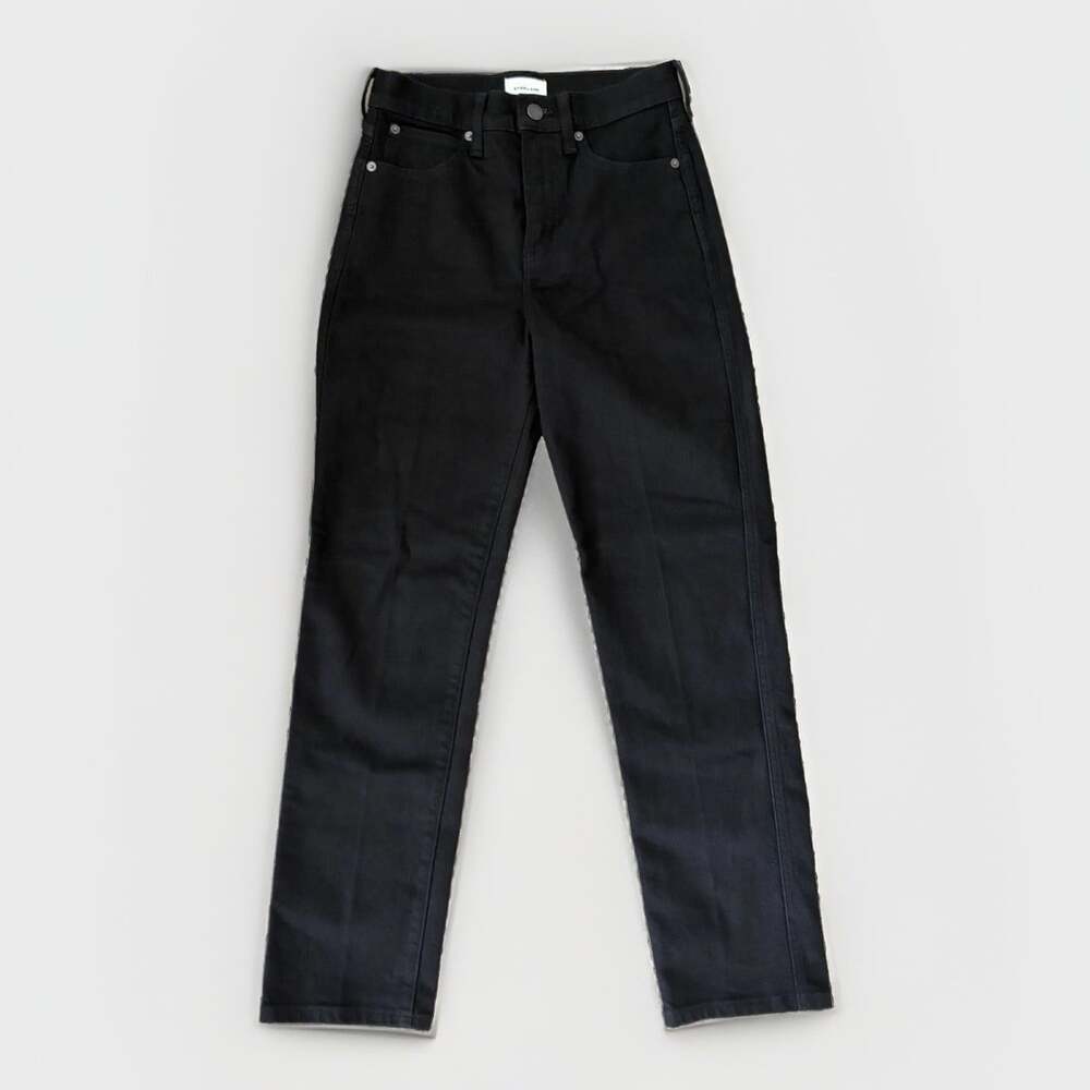 Everlane Women’s Black Wash Denim Jeans Slim Fit high Rise Straight NWOT Size 25
